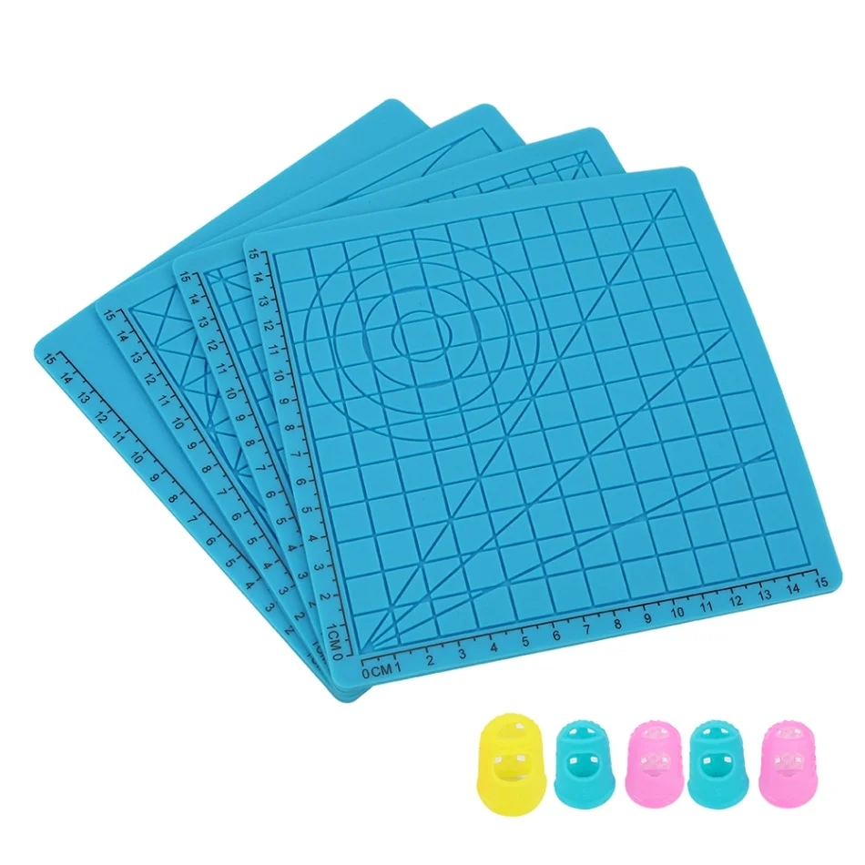 4 шт силиконовый дизайн коврик 3D печать ручка копия шаблоны с основной формой силиконовые пальчиковые колпачки 3D Ручка инструменты для рисования синий - Цвет: Blue Pack of 4