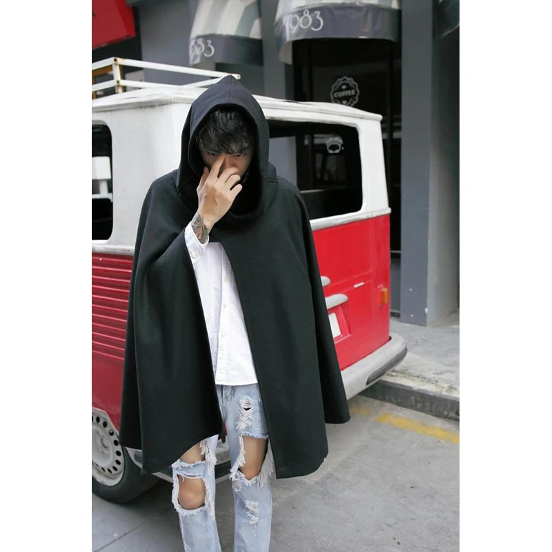 M-4XL winter hooded woolen coat in the long section loose shawl woolen coat men's cape cape large size men's coat fat people wea M-4XL winter hooded woolen coat in the long section loose shawl woolen coat men's cape cape large size men's coat fat people wea