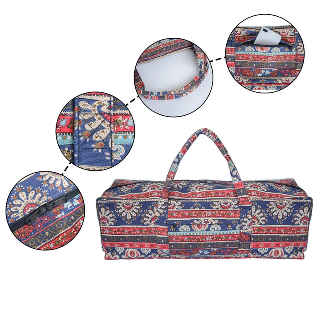  Yoga Bag Canvas Fitness Bag Yoga Mat Carrier Yoga Bag Full Zipper Perfect Gifts for Yoga Men Large Capacity Travel Gym Bag