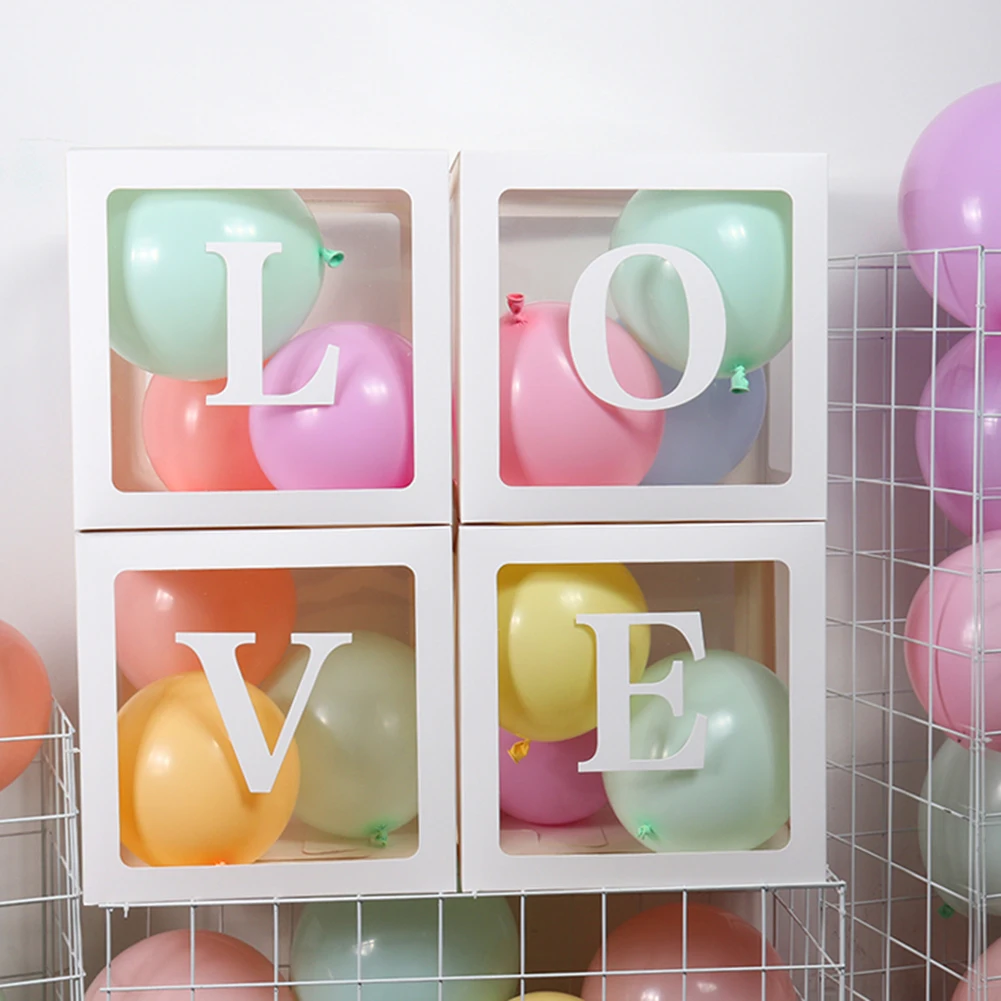 4 шт. Прозрачный чехол для хранения с надписью «Love» для детской вечеринки