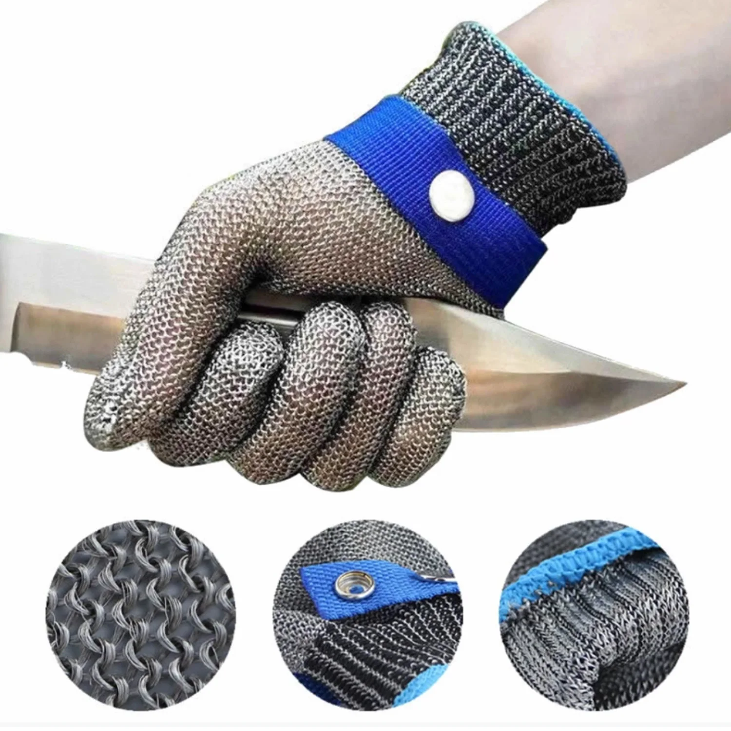 Guantes de malla de metal resistentes a los cortes, guantes de trabajo de  seguridad para carnicero, carpintero, portero, mecánico y reparador (talla  