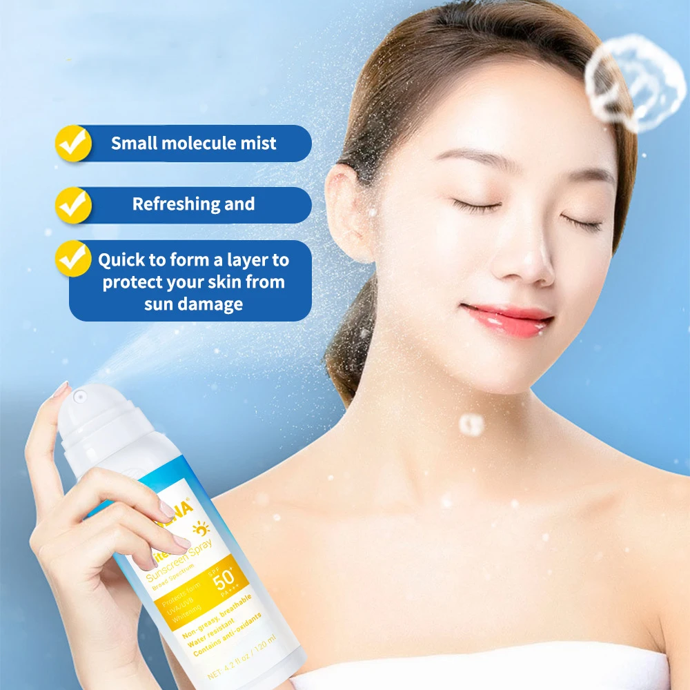SPF 50+++ отбеливающий Солнцезащитный спрей водонепроницаемый солнцезащитный крем Основа отбеливающая изоляция увлажняющий контроль масла Уход за кожей