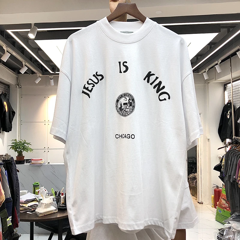 Футболка с принтом Jesus is King Kanye West для мужчин и женщин хлопковая футболка высокого