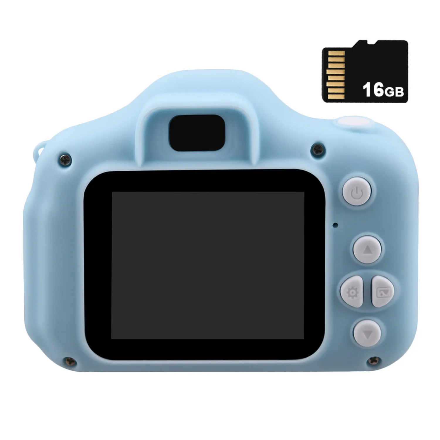 Blue 16G SD Card Мини-юбка для девочек Детская видеокамера Перезаряжаемые цифровой Камера с 2-дюймовым Экран дисплея для детей подарки на день рождения для игр на открытом воздухе - Цвет: Blue 16G SD Card