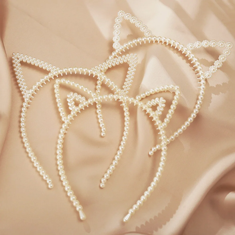 

Korean Pearl Cat Ear Headband Retro Simple Temperament Cute Sweet Hair Bands Accessories for Women Gift