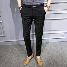 Мужской модный деловой костюм стрейч брюки мужские роскошные Брендовые повседневные брюки мужские прямые облегающие строгие брюки размер 28-36