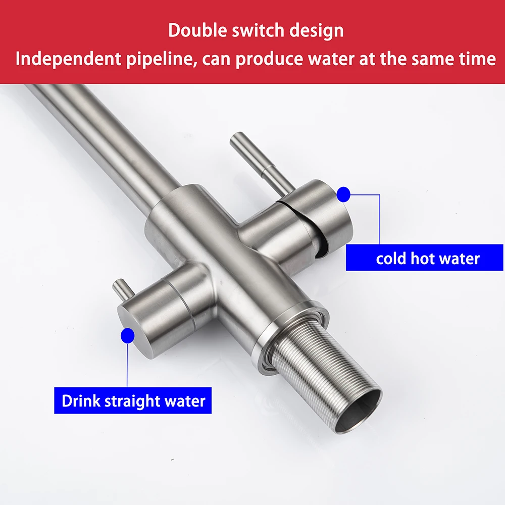 DQOK Drinking Filtered Water Kitchen Faucet Purification Tap Dual Handle Faucet Kitchen Sink Tap — view 4