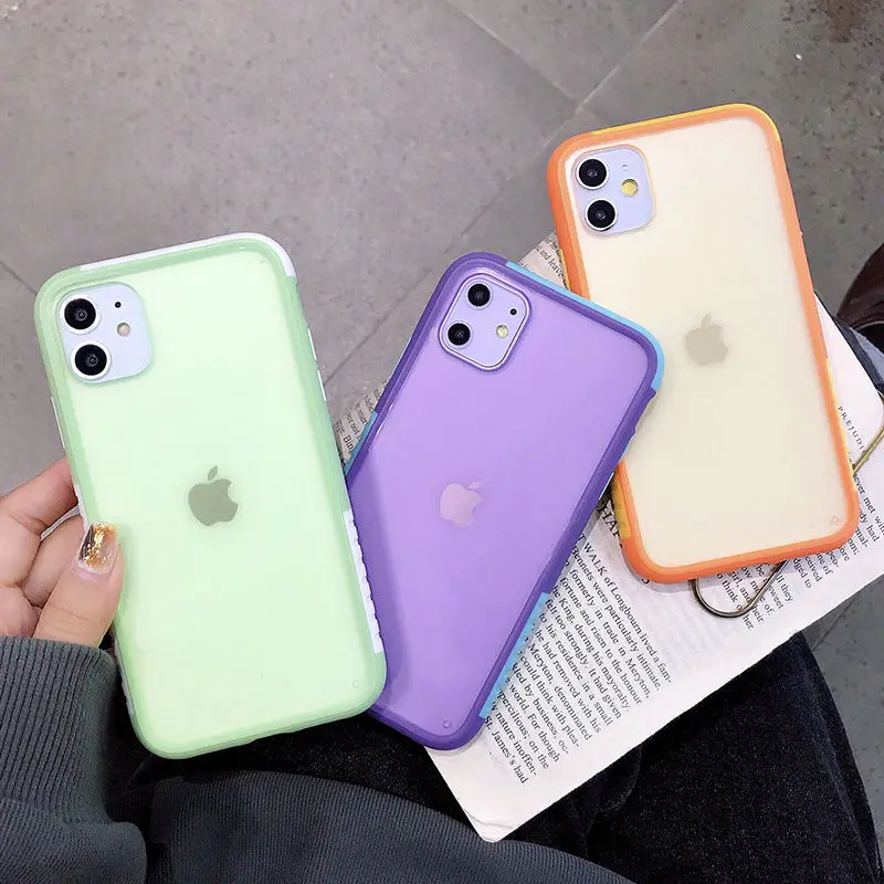 Противоударный матовый чехол бампер для iPhone 11 Pro Max XR XS X 8 7 6 6S Plus прозрачный