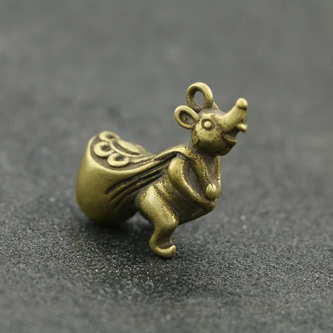 Mini Rat Mouse Statue Figurine Brass Charm Craft Creactive Tiny Rat Decorations for Home