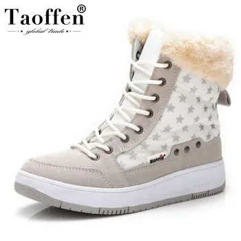

Taoffen Women Snow Boots Plush Fur Winter Keep Warm Ankle Boots Zipper Waterproof Women Daily Shoes Footwear Size 36-40