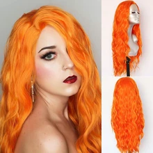 Lvcheryl, оранжевый цвет, парики для волос, модные, натуральные, длинные, волнистые волосы, вечерние, парики, жаростойкие волосы, синтетические парики на кружеве