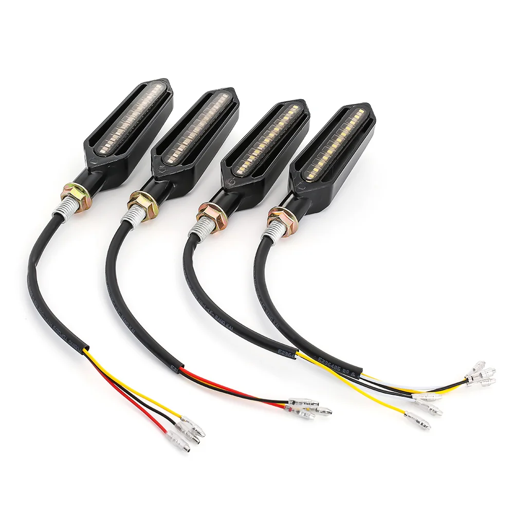 

4 pcs LED Motorcycle Turn Signal Lights Flowing Water Indicator Lighting white DRL Indicators Blinkers flickerred brake lamp