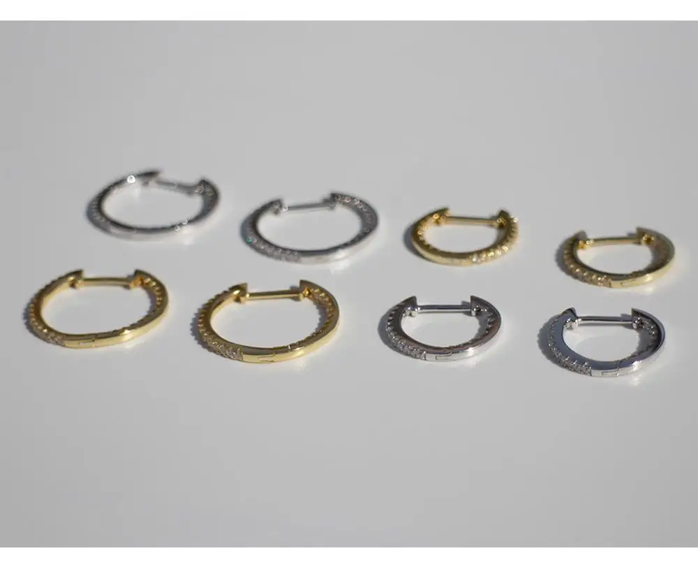 

925 sterling silver earring fashion white zircon round ear ring temperamen wild simple trend female girl ear jewelry