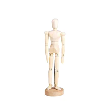 

Cartoon Blockhead Drawing Toy Sketch Model Painting Unisex For Children Figures Puppet Man House Decoration Wooden Jointed Doll