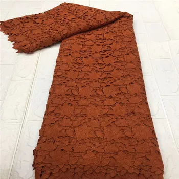 

Banana sugar African cotton lace fabric with eyelet embroidery, Nigerian lace with Swiss voile, Party