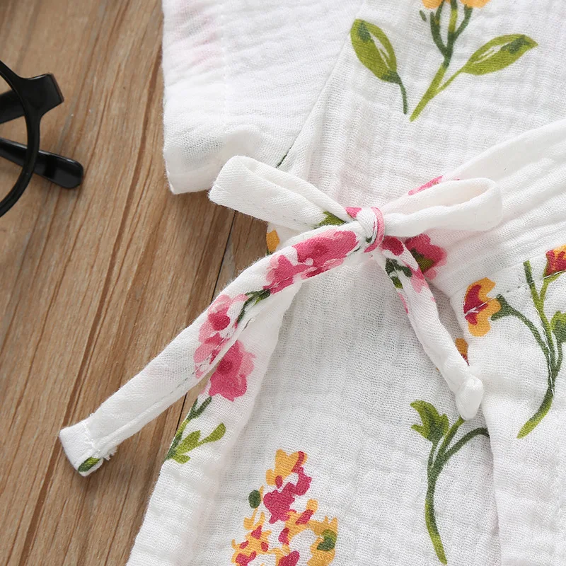 Summer Baby Girl Boys Rompers Jumpsuit Short-sleeved Floral Print  Baby Soft Rompers Newborn Infant Baby Kimono Playwear Clothes cheap baby bodysuits	