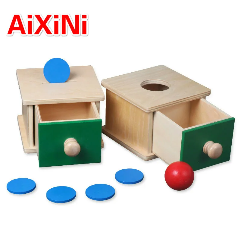 

Infant Toddler Montessori Materials Kids Toy Baby Wooden Coin Box Ball Matching Box Learning Educational Preschool Training