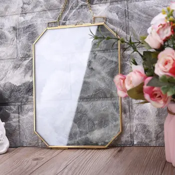 

Octagon Floating Hanging Photo Frame Metal Glass Portrait Picture Plant Specimen 37MF