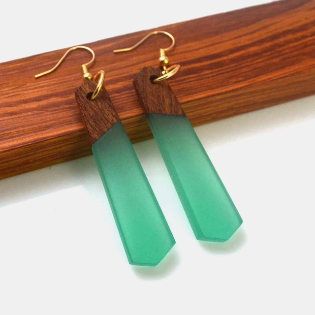 Wooden Resin Bar Dangle Drop Earrings for Women Minimalism Wood Long Bar  Drops Women Jewelry Girl Gift