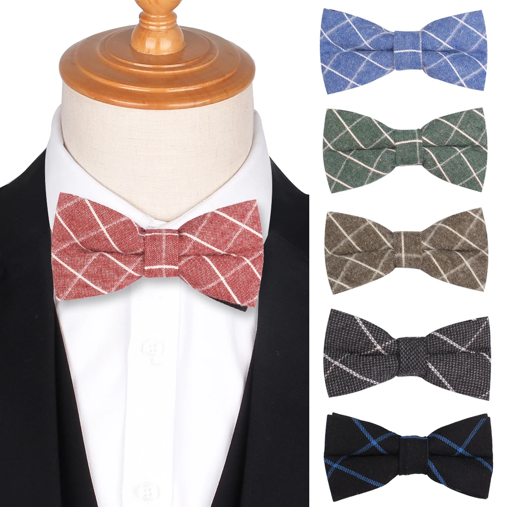

Cotton Bow Tie For Men New Casual Plaid Male Bowtie Adjustable Bow ties For Wedding Party Boys Girls Bow ties Butterfly Cravat
