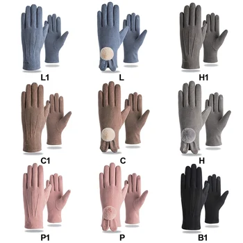 

Fashion Women Gloves Autumn Winter Rabbit Fur Touch Screen Cute Warm Full Finger Mittens Female Cashmere Gloves