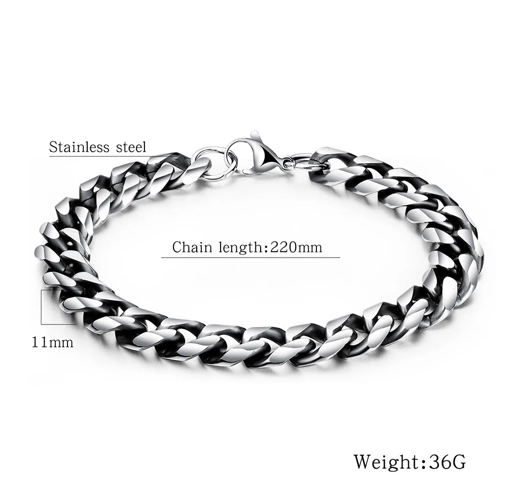 YiKLN Hiphop/Rock Titanium Stainless Steel Male Bracelets Bangles Punk Style Chain& Link Bracelet Jewelry For Boy YOGS1017