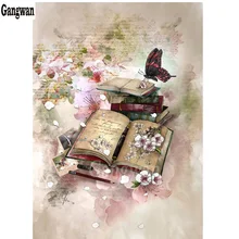 Фото на заказ Алмазная роспись бабочки книга цветок абстрактная Акварель Живопись 3D вышивка полный дрель Мозаика Искусство домашний декор