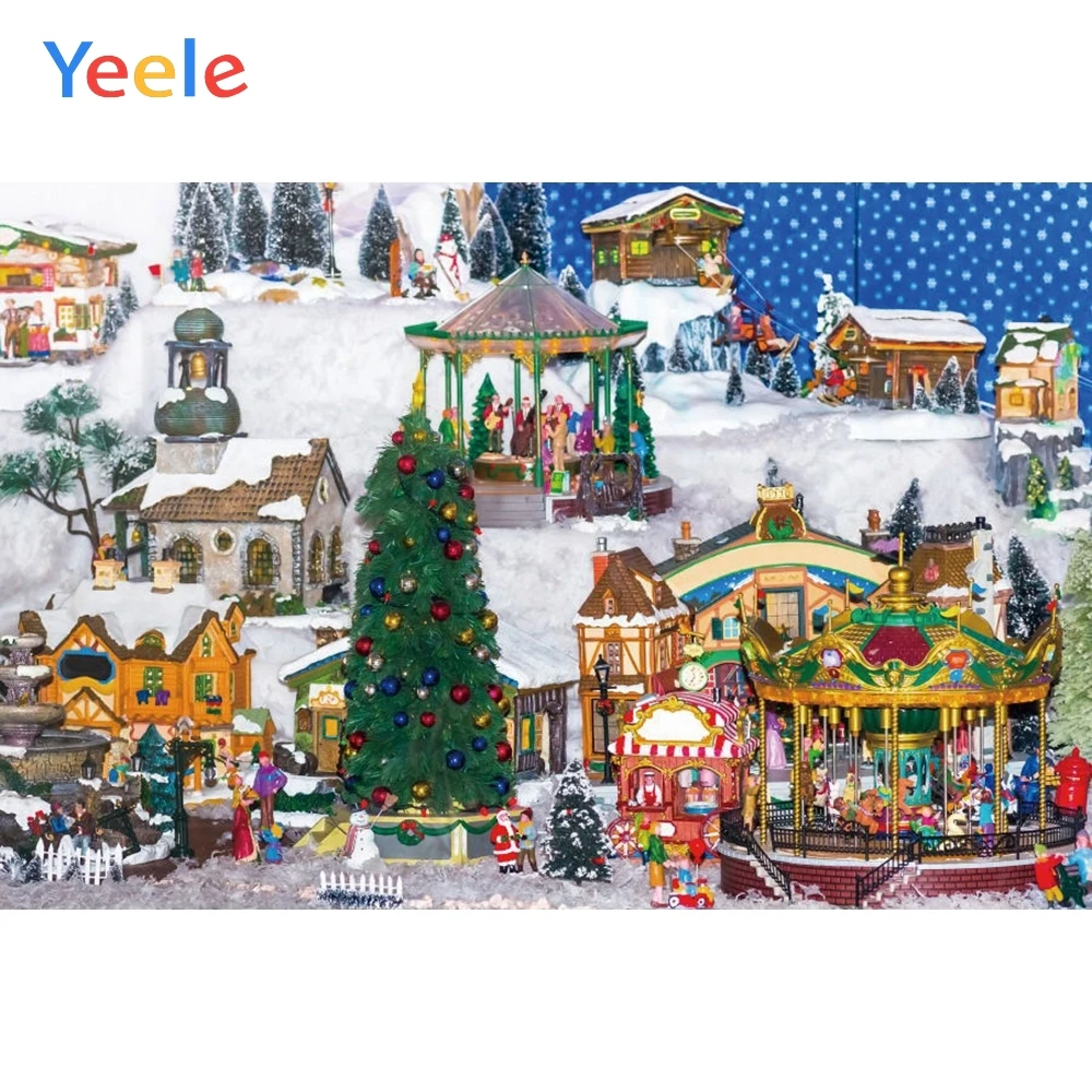

Christmas Backdrop Carousel Tree House Winter Snow Baby Portrait Custom Vinyl Photography Background For Photo Studio Photophone