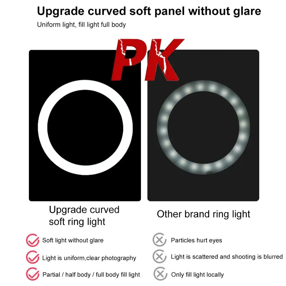 Puluz Polegada 3 Modos Pode Ser Escurecido Led Selfie Anel Luz Fotografia Vídeo Vlogging & 1.1m Tripé Suporte Telefone Braçadeira 10.2 26cm Usb - Image 2