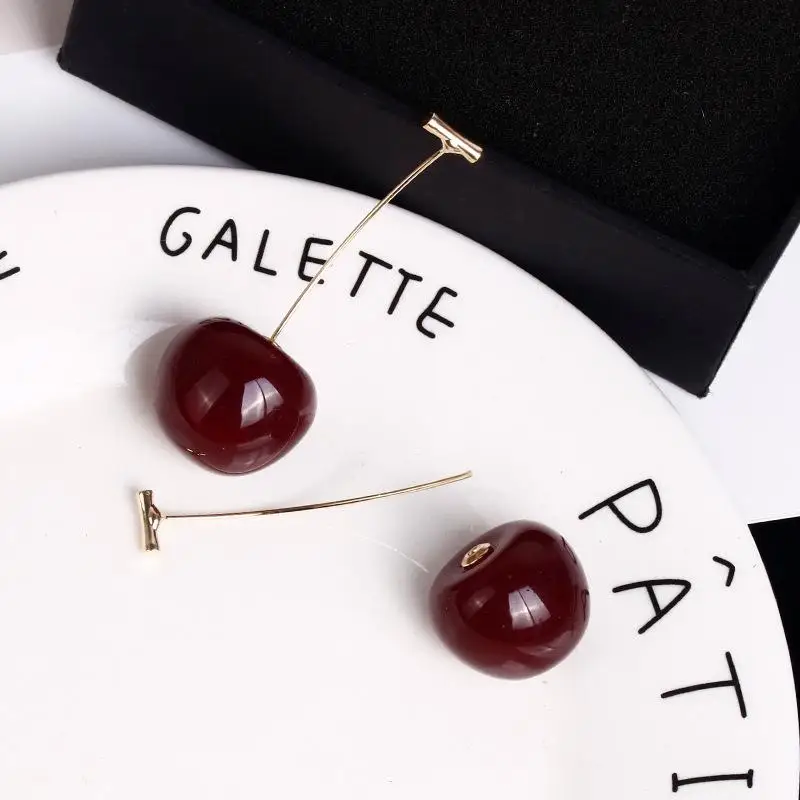Pendientes colgantes de cereza roja acrílica para mujer y niña, joyería geométrica, 2022 ► Foto 3/6