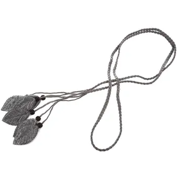 

Women Tassels Waist Belt Bohemia Style Braided Coat Dress Waist Belt Accessories gray