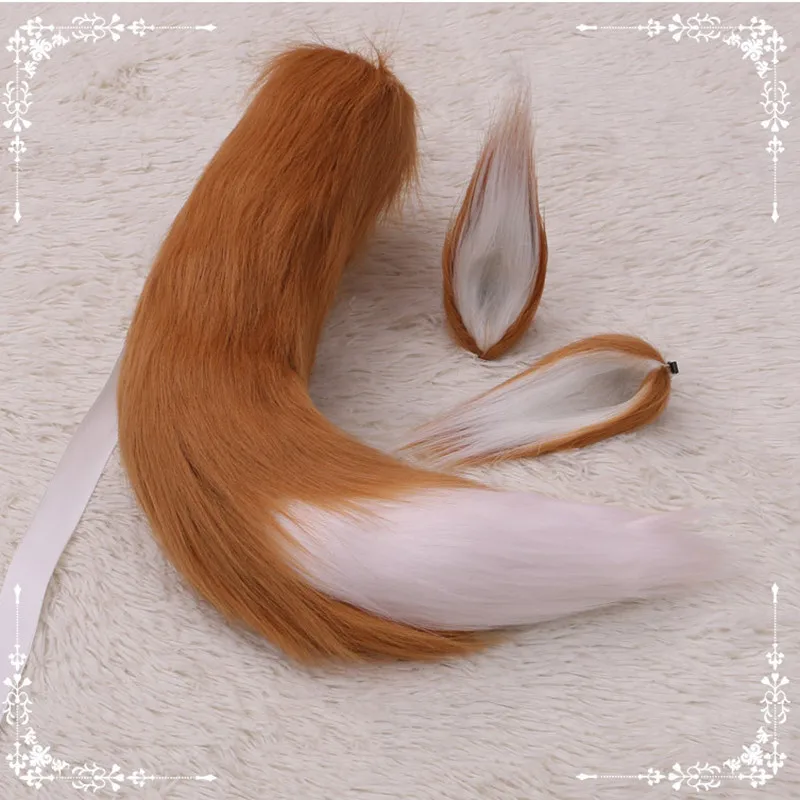 pirate costume women 11 Colors Double Ears Long Plush Fox Ears Foxtail Cosplay Gifts Anime Accessories Lolita Blue White cosplay Tails Set old lady costume Cosplay Costumes