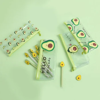 

1Pcs Kawaii Pencil Case Cute Avocado Gift Case School Pencil Box Pencilcase Transparent Pencil Bag School Supplies Stationery