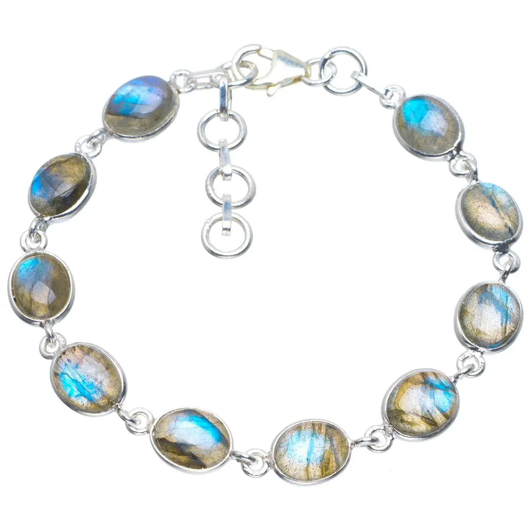 Natural Blue Fire Labradorite Handmade Unique 925 Sterling Silver Bracelet  7-8 B4359 - AliExpress