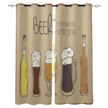 

Modern Beer Collection Window Curtain Bedroom Kitchen Living Room Decoration Items Window Curtains for Living Room