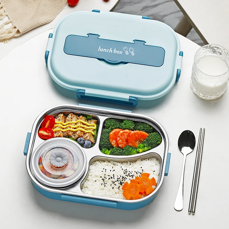 microondas lavavajillas fácil de transportar Meider Bento Box Lunch Box Fiambrera de 3 capas con espacio para platos independiente sin BPA beige congelador para mujeres y niños