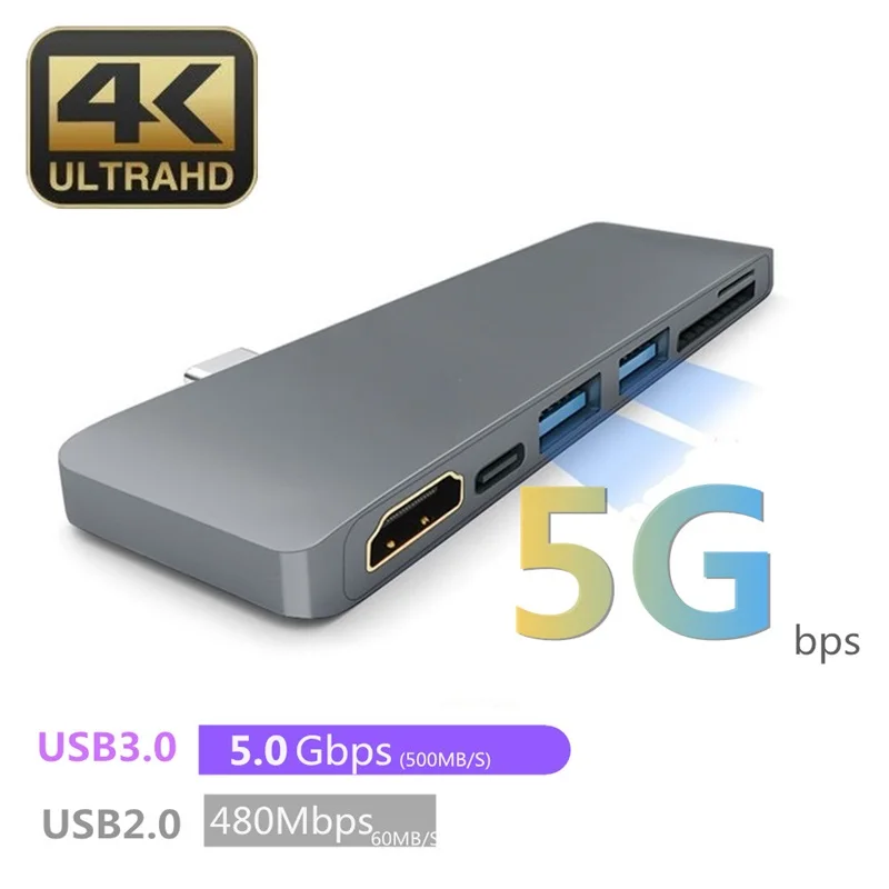USB 3,1 type-C концентратор к HDMI адаптер 4K Thunderbolt 3 USB C мульти разветвитель концентратор 3,0 TF SD считыватель слот PD для MacBook Pro/Air