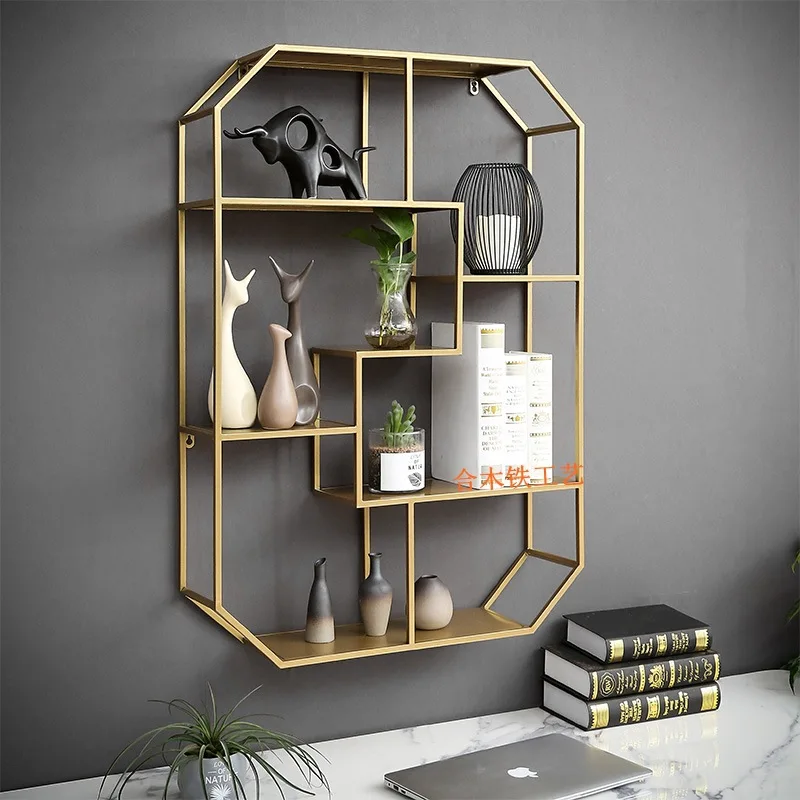 

New Chinese Style Rack Wall hanging Locker Bedroom Wall Creative Lattice Living Room Wine Rack Wall Cabinet Storage Rack