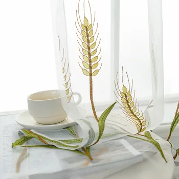 

High Quality Mesh Material Embroidered Curtain Bedroom Window Tulle Voile Curtains For Living Room Curtain Finished S108&40