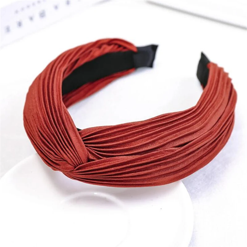 Orrange red 1 шт. ободок для женщин и девочек, модные корейские однотонные аксессуары для волос, повязка для волос, повязка на голову, элегантный крест для девочек - Цвет: Orrange red