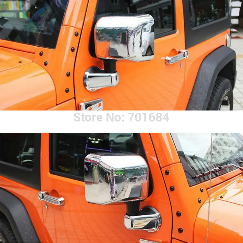 2x хромированные полноразмерные зеркальные крышки для Jeep Wrangler JK 07 08 09 10 11 12 13 14 2015