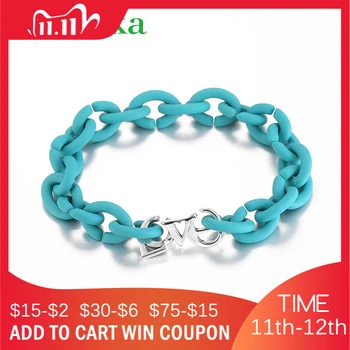 

Top Quality Letter LOVE Beads Blue Charm Beaded Bracelet European Rubber X Bracelets Jewellery For Women Men Bracelet