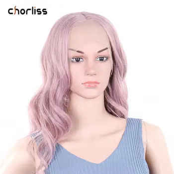 

Synthetic Lace Front Wigs Long Natural Wave Ombre Rainbow Color Pink Hair Wigs Heat Resistant Fiber Cosplay Wigs For Women