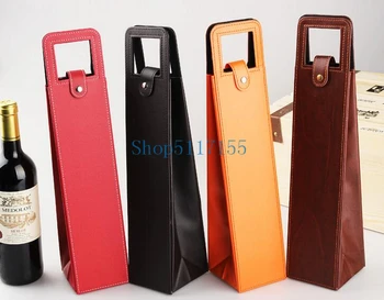

50pcs Fast shipping Wine bags of wine packaging gift boxes Red wine only leather bag Customize