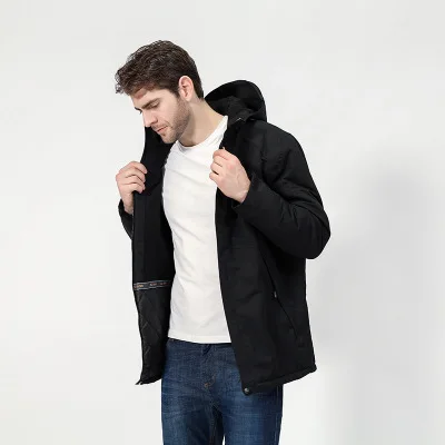 Зимняя водонепроницаемая куртка для мужчин, одноцветная хлопковая куртка для пешего туризма, теплая куртка с USB подогревом, мужская и женская куртка Regenjacke Herren - Цвет: dark gray man