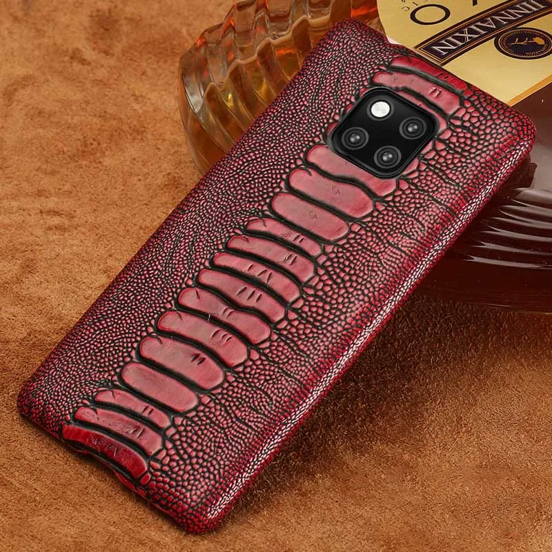 Чехол для телефона для huawei P20 P30 Lite Mate10 20 Lite рro Y6 Y9 P Smart чехол Текстура Кожа ноги страуса для Honor 7X 7A 8X9 10 Lite - Цвет: Wine Red