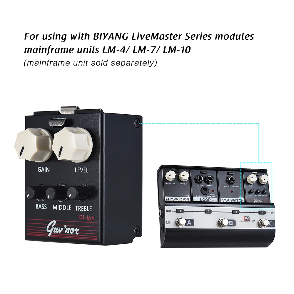 

Hot New LiveMaster Series DS-164 Distortion Guitar Effect Pedal Module Built-in 3-Band EQ True Bypass