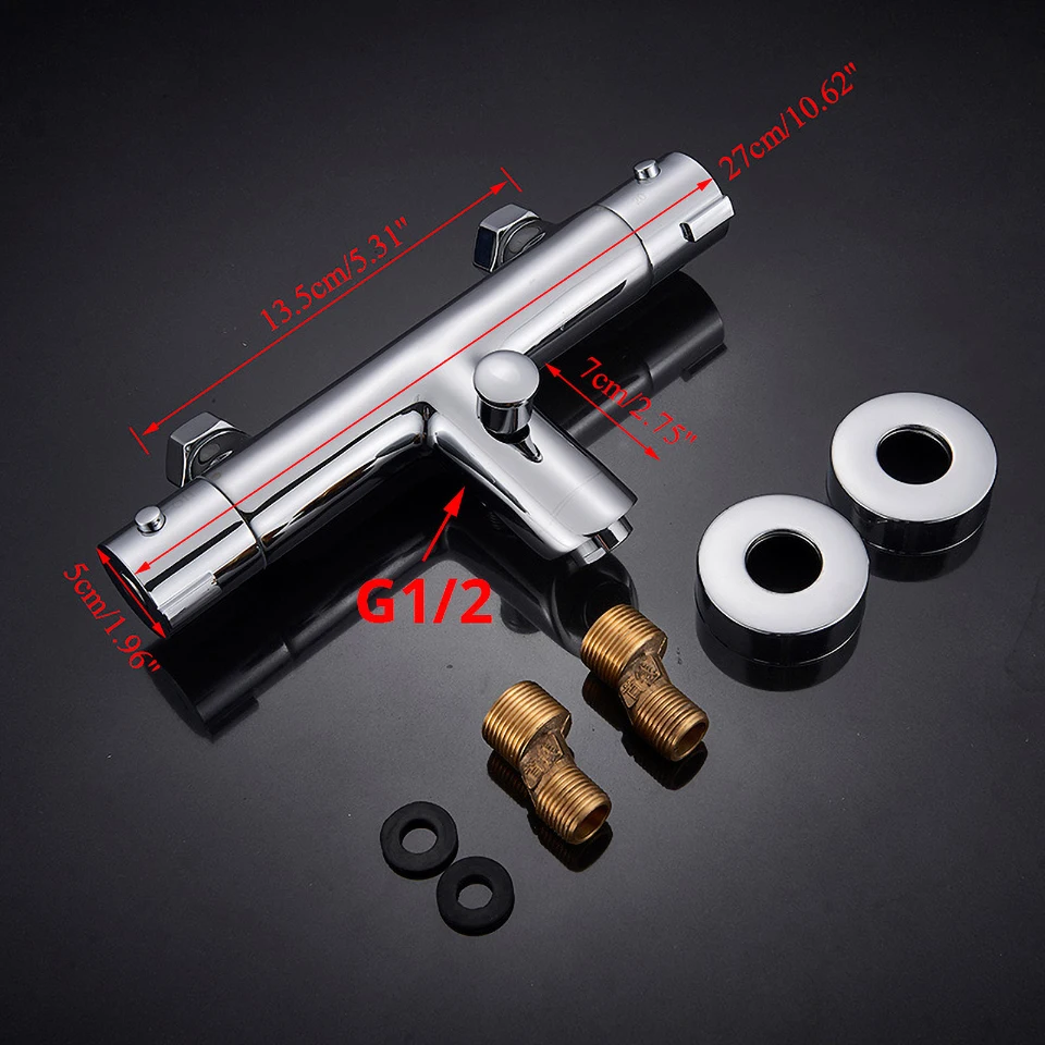 Description Picture 5 of itemBlack Thermostatic Shower Bath Mixer Set Bathroom Thermostatic Mixer Tap Hot And Cold Water Bathroom Mixer Valve Bathtub Faucet