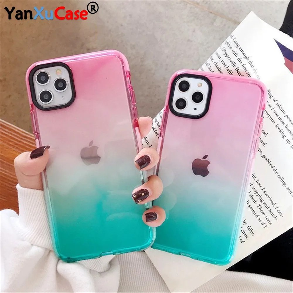 US $328.32 200Pcs Gradient Candy Phone Case For IPhone 12 Mini 11 Pro Max X XR XS Max 7 8 6 Plus SE2020 Translucent Shockproof Couple Cover