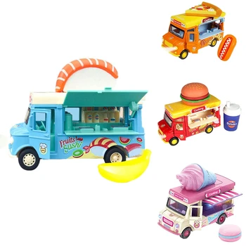 

1:36 Pull Back Truck with Light and Sounds Home Decor Model Vehicle Openable Doors&Awning Friction Car Toys
